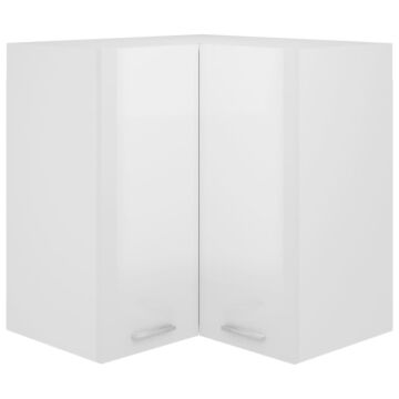 Vidaxl Hanging Corner Cabinet High Gloss White 57x57x60 Cm Engineered Wood