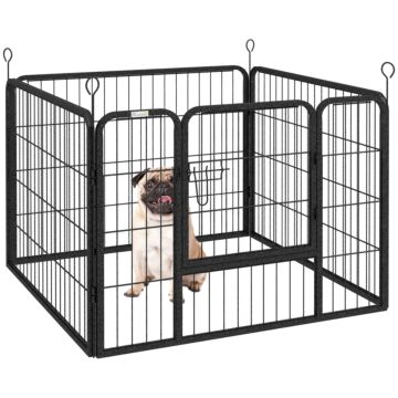 Pawhut Heavy Duty Dog Playpen, 4 Panel Puppy Pen, Foldable Dog Kennel Both Indoor Outdoor Use Collapsible Design 82l X 82w X 60h (cm)