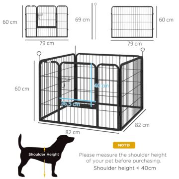 Pawhut Heavy Duty Dog Playpen, 4 Panel Puppy Pen, Foldable Dog Kennel Both Use Collapsible Design 82l X 82w X 60h (cm)