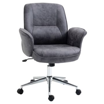Vinsetto Swivel Computer Office Chair Mid Back Desk Chair For Home Study Bedroom, Charcoal Grey