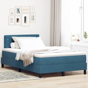 Vidaxl Box Spring Bed With Mattress & Led Dark Blue 120x190 Cm Velvet