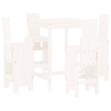 Vidaxl 5 Piece Garden Bar Set White Solid Wood Pine