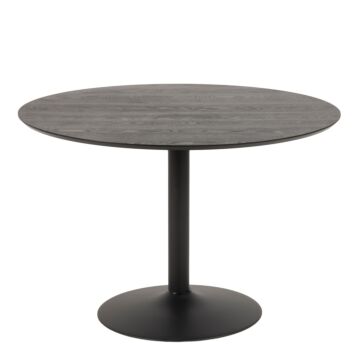 Ibiza Round Dining Table With Black Ash Top And Matt Black Base