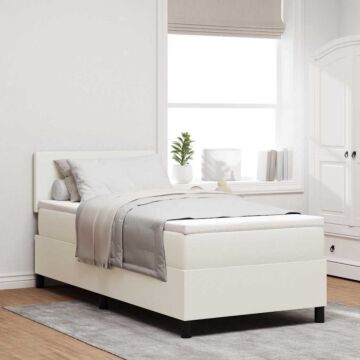 Vidaxl Box Spring Bed With Mattress Cream 80x200 Cm Corduroy Fabric
