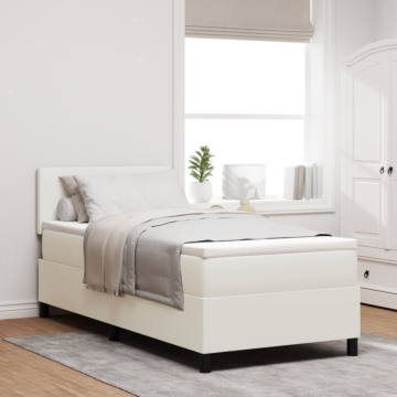 Vidaxl Box Spring Bed With Mattress Cream 80x200 Cm Corduroy Fabric