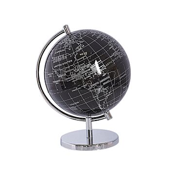 Globe Black Synthetic Decorative 15 Cm World Sphere Office Study Modern Decor Beliani