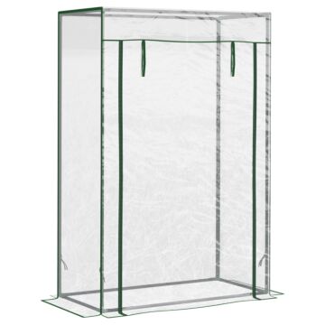 Outsunny 100 X 50 X 150cm Greenhouse Steel Frame Pvc Cover With Roll-up Door Outdoor For Backyard, Balcony, Garden, Transparent