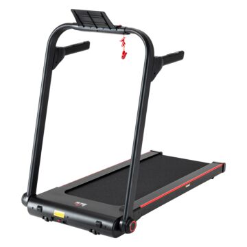 Homcom 750w Folding Treadmill, 1-14km/h Electric Running Machine W/ Wheels, Safety Button, Led Monitor For Jogging Fitness Exercise Workout