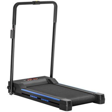 Homcom Steel Folding Motorized Home Treadmill Walking Machine With Lcd Monitor Blue