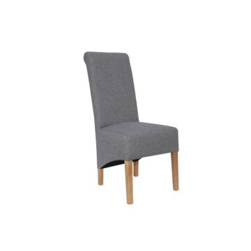 Scroll Back Fabric Chair Light Grey/oak