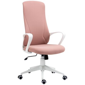 Vinsetto High-back Office Chair, Elastic Desk Chair With Armrests, Tilt Function, Adjustable Seat Height, Pink