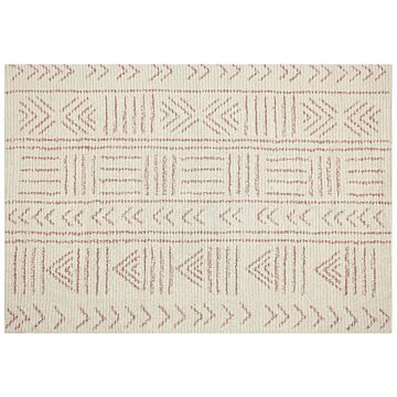 Rug Beige Cotton 160 X 230 Cm Geometric Pattern Hand Tufted Flatweave Living Room Bedroom Beliani
