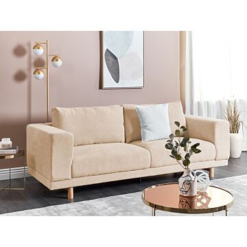 Sofa Beige Humbo Cord Upholstered 3-seater Modern Minimalistic Corduroy Style Living Room Wide Armrests Cushioned Backrest Beliani
