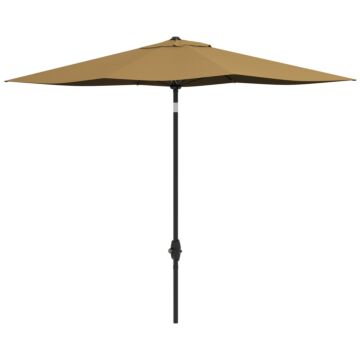Outsunny 2 X 3(m) Garden Parasol Umbrella, Rectangular Outdoor Market Umbrella Sun Shade With Crank & Push Button Tilt, 6 Ribs, Aluminium Pole, Brown