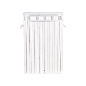 Laundry Basket Bit White Bamboo Polyester Insert With Removable Lid Handles Modern Design Multifunctional Beliani