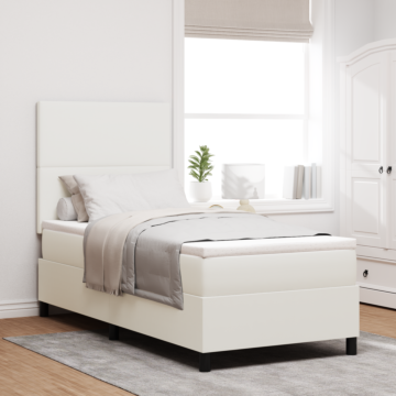 Vidaxl Box Spring Bed With Mattress Cream 80x200 Cm Corduroy Fabric
