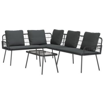 Vidaxl 2 Piece Garden Sofa Set With Cushions Black Poly Rattan