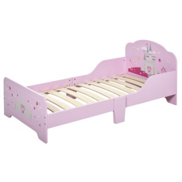 Homcom Mdf Kids Castle Design Kids Single Bed Pink