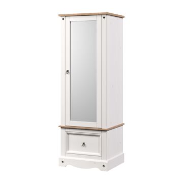 Corona White Armoire With Mirrored Door