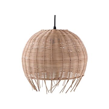 Pendant Lamp Brown Rattan Dome Shape Boho Eclectic Beliani