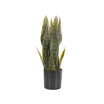 Artificial Potted Snake Plant Green And Black Synthetic Material 40 Cm Decorative Indoor Accessory Beliani