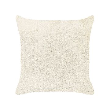 Decorative Cushion Light Beige Polyester 45 X 45 Cm Boho Design Decor Accessories Beliani