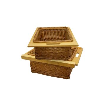 2 X Pull Out Wicker Kitchen Baskets 500mm