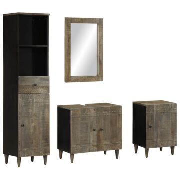 Vidaxl 4 Piece Bathroom Furniture Set Solid Wood Mango