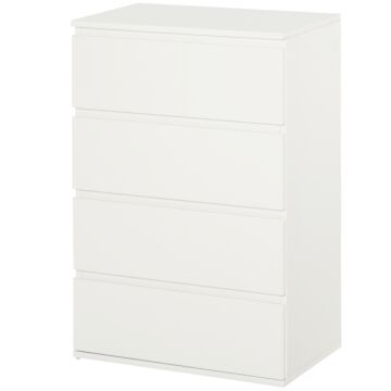 Homcom Chest Of Drawers, 4 Drawers Storage Cabinet Floor Tower Cupboard For Bedroom Living Room, White