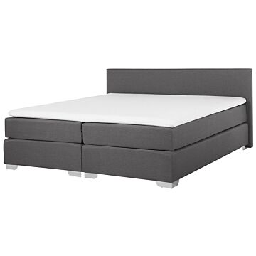 Eu Super King Size Continental Bed 6ft Grey Fabric With Mattress Contemporary Beliani