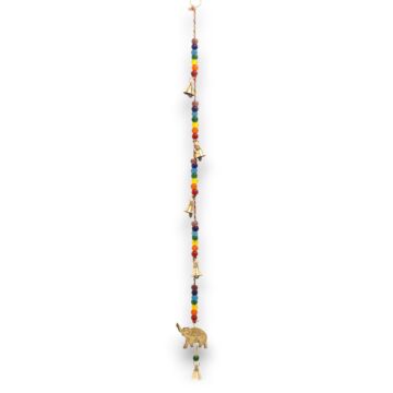 Indian Chimes - Brass Elephant With Chakra Beads String Bells