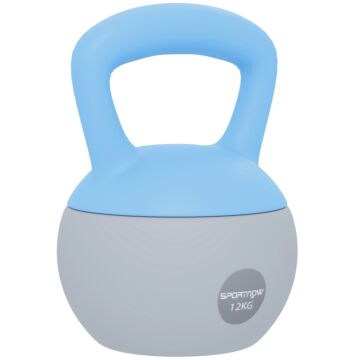 Sportnow 12kg Soft Kettlebell, Kettlebell With Non-slip Handle For Home Gym, Weight Lifting, Strength Training, Light Blue/grey