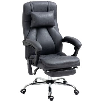 Vinsetto High Back Vibration Massage Office Chair With Headrest, Reclining Computer Chair With Footrest, Swivel Wheels, Remote And Side Pocket, Dark Gray