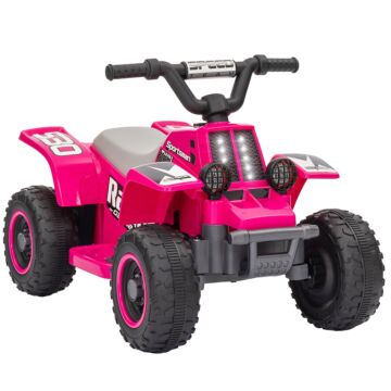 Aiyaplay 6v Electric Quad Bike For Kids, Ride On Atv W/ Forward Backward, Headlights, For 18-36 Months - Pink