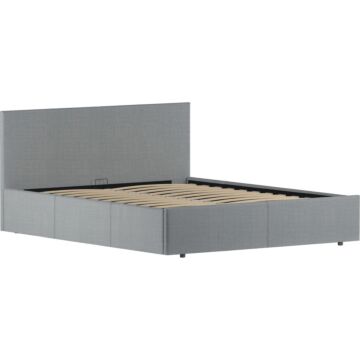 Vida Designs Veronica King Size Ottoman Bed, Light Grey Linen