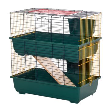 Pawhut Small Animal Cage Habitat With Accessories 3 Openable Doors 2-story Large Pet Play House For Chinchillas Puppy Guinea Pig 80 X 44 X 82 Cm
