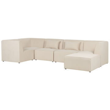 Modular Right Corner 4 Seater Sofa Beige Corduroy With Ottoman 4 Seater Sectional Sofa Modern Design Beliani