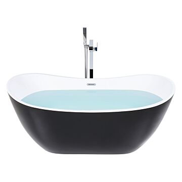 Bath Black With Silver Sanitary Acrylic Single 170 X 77 Cm Freestanding Modern Beliani