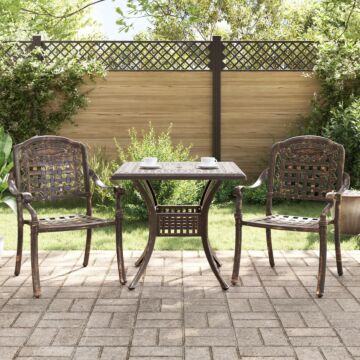 Vidaxl 3 Piece Garden Bistro Set Bronze Cast Aluminium