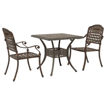 Vidaxl 3 Piece Garden Bistro Set Bronze Cast Aluminium