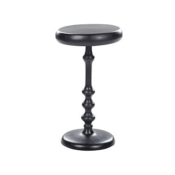 Side Table Black Metal Round Geometric Shape End Table Beliani