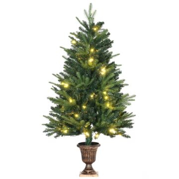 Homcom 1.2m Prelit Christmas Tree Artificial Tree Spruce Tree, Plastic Stand-green