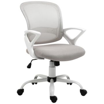 Vinsetto Office Chair Mesh Swivel Desk Chair With Lumbar Back Support Adjustable Height Armrests Grey