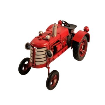 Red Metal Tractor Ornament 17cm