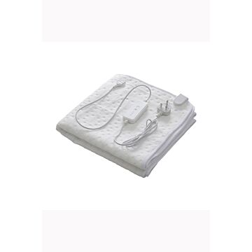 White Electric Heated Mattress Pad With 3 Temperature Levels & 12 Hours Timer, 150cm L X 80cm W