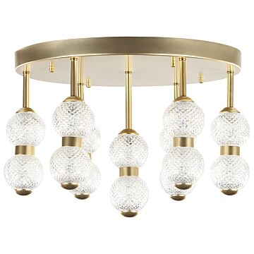 Pendant Lamp Gold Metal Iron Glass Shade Integrated Led Lights Round Shape Modern Glamour Lighting Living Room Dining Room Bedroom Beliani