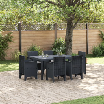 Vidaxl 7 Piece Garden Dining Set With Cushions Anthracite Poly Rattan