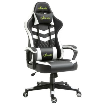 Vinsetto Racing Gaming Chair With Lumbar Support, Headrest, Swivel Wheel, Pvc Leather Gamer Desk Chair For Home Office, Black White