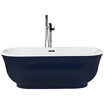 Freestanding Bath Blue Sanitary Acrylic Oval Single 170 X 77 Cm Modern Design Beliani