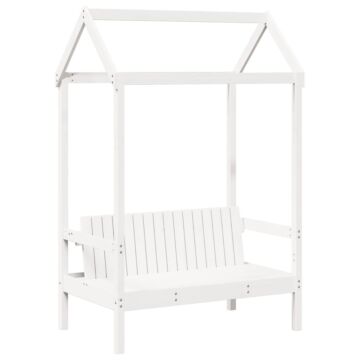 Vidaxl Bed And Bench Set With Roof White 100x200 Cm Solid Wood Pine